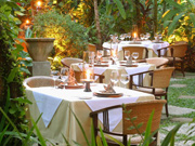 Dining surrounded by tropical garden