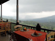Terrace seating overlooking Mount Batur