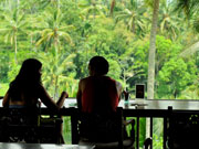 Table seating overlooking nature of Ubud 