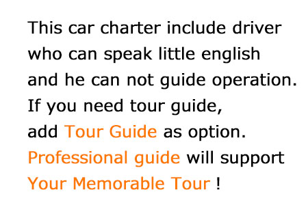 This car charter include drive and guide. They will guide to everywehere you want to see.